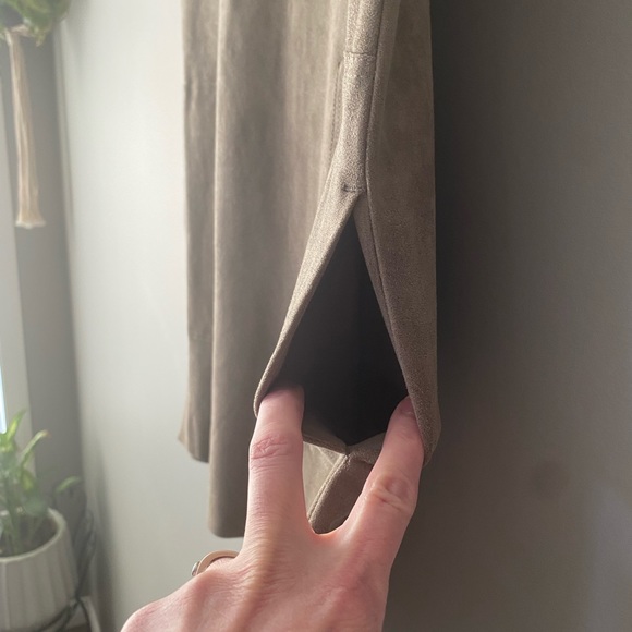 NEW Aritzia Wilfred Dress Women's Tan Vegan Faux Suede Mini Cap Sleeve party - Picture 6 of 8